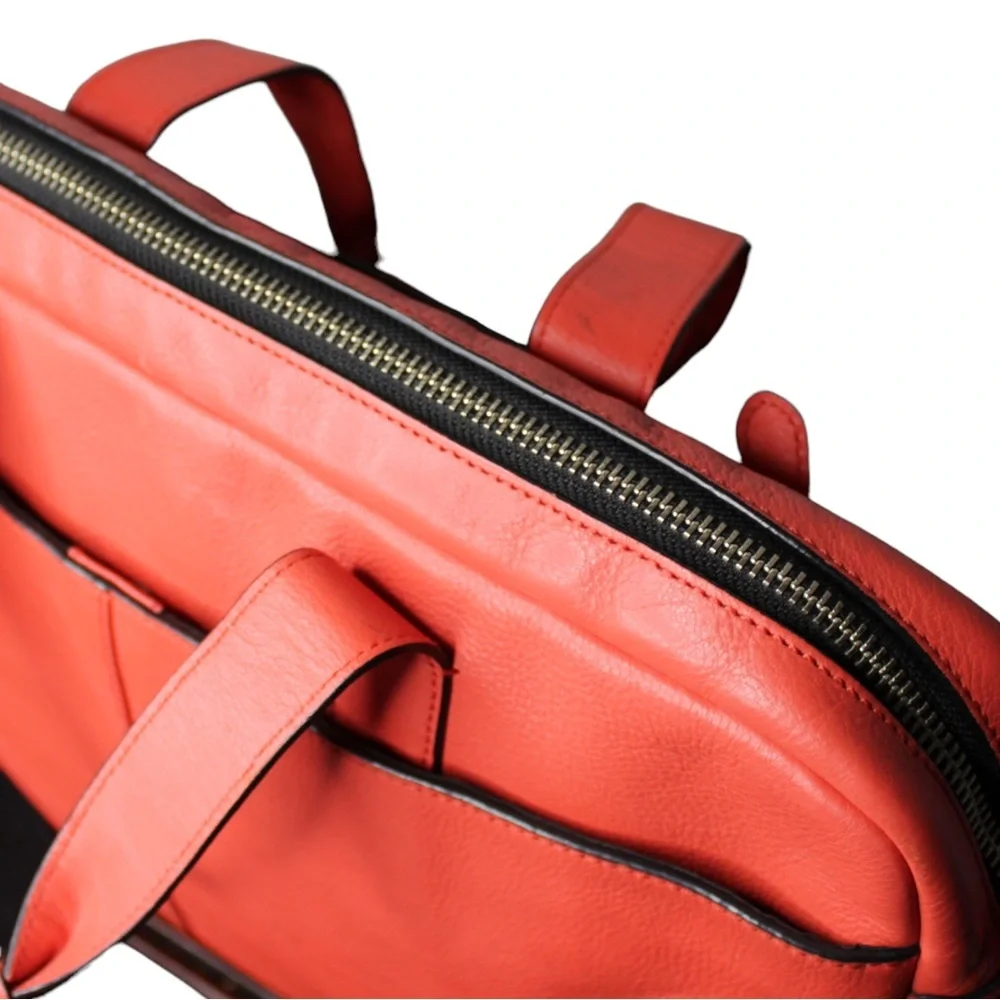 Coach Coral Leather Laptop Bag with Black Strap